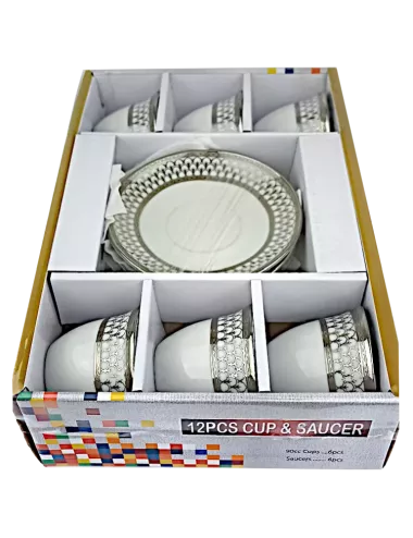 12 Cup & Saucer Silver Set